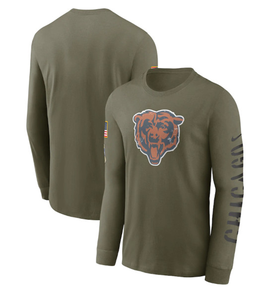 Men's Chicago Bears 2022 Olive Salute to Service Long Sleeve T-Shirt